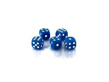 ZESTAW 5 KOSTEK K6 RPG KOŚĆ SZEŚCIOŚCIENNA NIEBIESKA 1,6 CM