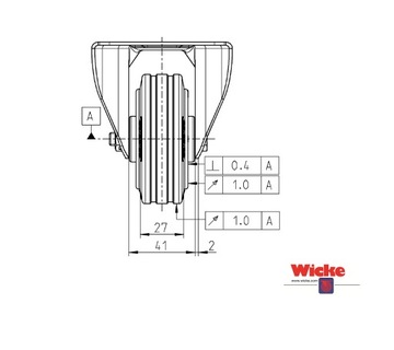 Неповоротное фиксированное колесо 80 мм, стандартная резина 50 кг WICKE