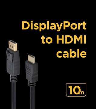 Кабель DISPLAY PORT — HDMI Кабель DP DisplayPort 4K, 60 Гц, ВИДЕО ЧЕРНЫЙ, 10 м