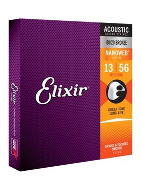 Elixir 11102 Nanoweb 80/20 Bronze 13-56 - Струны