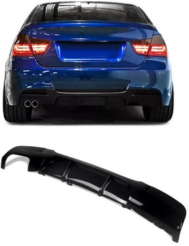 фото thumb №9, Диффузор задний бампера m набор 2005-2012 чёрный блеск для bmw e90 e91