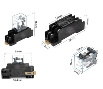 PRZEKAŹNIK z podstawką 12V DC 2x4A 1x8A stycznik no nc styki cewka 12 v a b