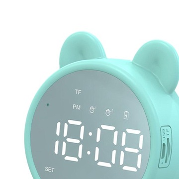 Bezprzewodowy budzik z głośnikiem Bluetooth, zielony