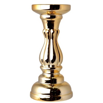 Świecznik CERAMICZNY złoty WYSOKI KOLUMNA 29 cm