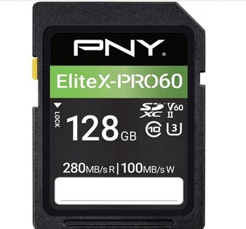 Карта памяти SDXC PNY EliteX-PRO60 128 ГБ 280 МБ/с 180 МБ/с I-UHS II V60 1800