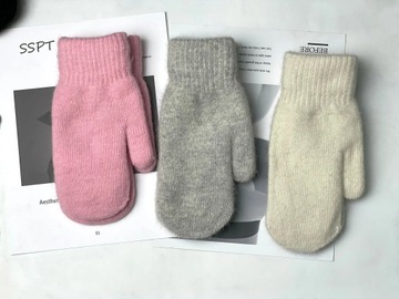 Перчатки женские зимние корейской версии однотонные на все пальцы зимние