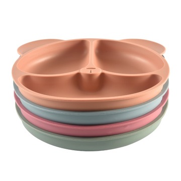 СИЛИКОНОВАЯ ТАРЕЛКА С МОЩНОЙ ПРИСОСКОЙ, BEAR POWDER PINK ДЛЯ ДЕТЕЙ