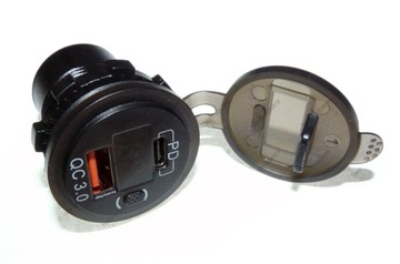 USB QC 3.0 + USB C 63 Вт, монтажная розетка 12–24 В