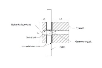 Rotula Ф 30 mm z dystansem 30 mm
