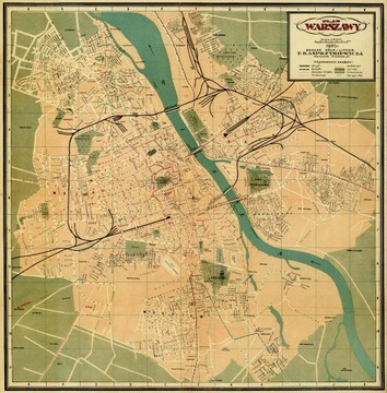 Старый план Варшавы 1931 г. 60х60 см.