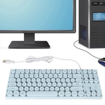 Игровая USB-клавиатура, круглые 87 клавиш, цветная, с подсветкой,
