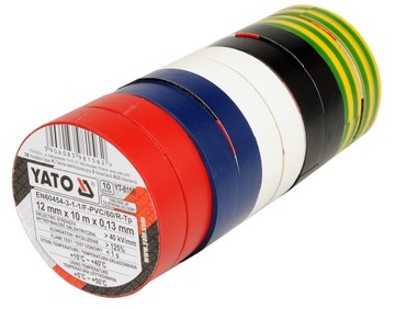 TUBA 10 SZTUK TAŚMA IZOLACYJNA 12mm 10m MIX KOLORÓW ELEKTROIZOLACYJNA YATO