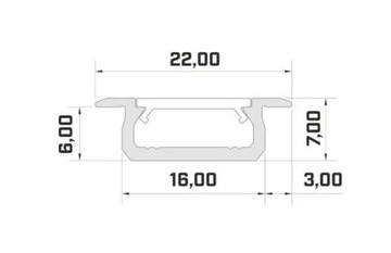 Profil aluminiowy surowy do taśm LED niski wpuszczany typ Z Srebrny 2 metry
