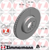 Купити Bmw f01 740i rear brake disc left zimmermann 150.2912.20 oem 34116785675, фото thumb