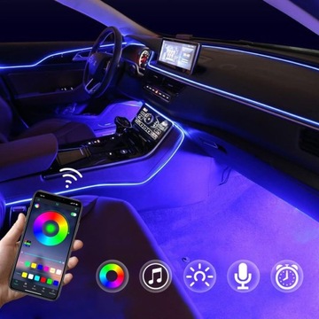 ВОЛОКОННО-ОПТИЧЕСКИЙ КОМПЛЕКТ ДЛЯ АВТОМОБИЛЕЙ AMBIENT RGB Гаджеты Кабина 7 м 6 в 1 USB + ПРИЛОЖЕНИЕ