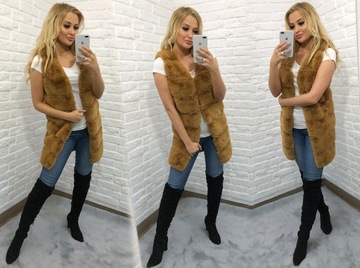 ЖИЛЕТ ИЗ МЯГКОГО МЕХА, длинный, застегивается, M