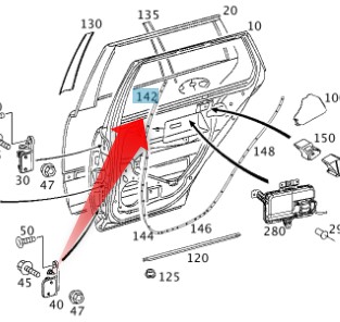фото thumb №1, Крепление прокладки дверь w203 mercedes c класс tl