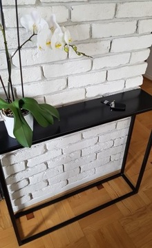 Промышленная консоль лофт металлическая, черная, узкая, 20 см