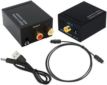 KONWERTER Audio SPDIF cyfrowy Toslink miniJack 24 bit +kabel optyczny 100cm