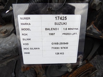 фото thumb №6, Suzuki baleno 1,6b 71kw 97km двигун комплектний g16b