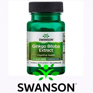SWANSON Ginkgo Biloba extract 60 Miłorząb KRĄŻENIE pamięć KONCENTRACJA