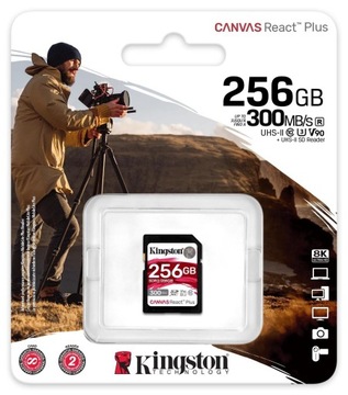 Karta SD KINGSTON REACT PLUS 256GB 300/260MB/s V90