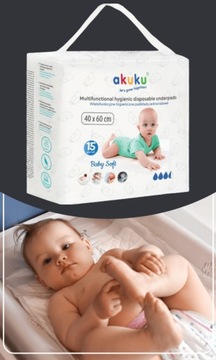 AKUKU ГИГИЕНИЧЕСКАЯ ПОДКЛАДКА ДЛЯ ПРОКРУТКИ 40x60 ВАБОРТИРУЮЩАЯ ПОДКЛАДКА 4 УПАКОВКИ 60 ШТ.