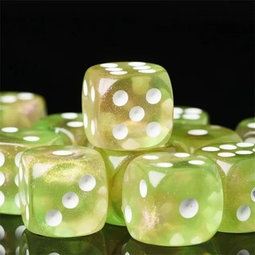 ZESTAW 10 KOSTEK K6 RPG KOŚĆ SZEŚCIOŚCIENNA ŚWIETLISTY ZAKĄTEK 1,6 CM
