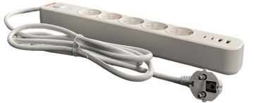 УДЛИНИТЕЛЬ ПИТАНИЯ ДЛЯ ПРОТИВ ПЕРЕНАПРЯЖЕНИЯ 5 РАЗЪЕМОВ 3 м 4 x USB 3x1,5 ММ²
