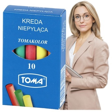 Мел для доски ЦВЕТНОЙ, 10 шт., ОБЪЕМ БЕЗ ПЫЛИ