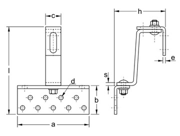 Hak Uchwyt VARIO regulowany PV +3 wkręty nierdzewne 8x80