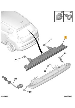 Feu Stop Nouvelle Original Peugeot 3008 6350HH 9683461480