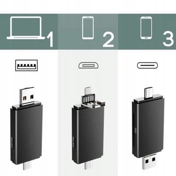 Устройство чтения карт памяти SD TF 3в1 USB USB-C MICRO USB