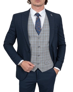 Meska kamizelka szara w krate casual elegancka - 52