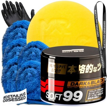 SOFT99 DARK & BLACK WAX воск с карнаубским набором для темного лака 300г XXL