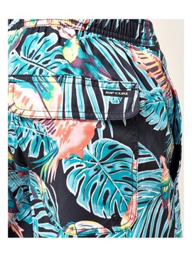 RIP CURL AVE DO BRA S/E BOARDSHORTS черные шорты с синими листьями