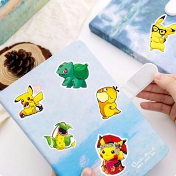 50 SZT. NAKLEJKI POKEMON PIKACHU WODOODPORNE NA ŚCIANĘ ZESZYT TABLET