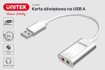 МУЗЫКАЛЬНАЯ ЗВУКОВАЯ КАРТА UNITEK Y-247A USB СТЕРЕО