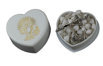 КОРОБКА ДЛЯ ПРИЧАСТИЯ ЧЕТКИ IHS WHITE HEART