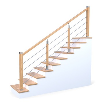 Balustrada barierka drewniana nierdzewna ND2 3m