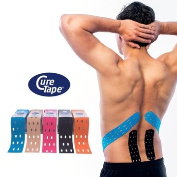 Кинезиологический тейп CureTape PUNCH ЛИМФАТИЧЕСКИЙ тейп с отверстиями БЕЖЕВЫЙ