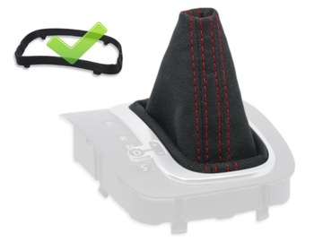 фото thumb №1, Vw golf 6 08-13 dsg gti чехол изменения коробки передач алькантара красный нитки рамка