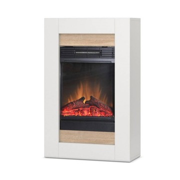 Отдельностоящий электрокамин Sono W02 - белый, дуб 1400Вт LED Warmtec