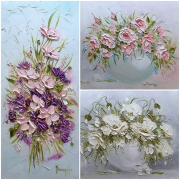 JOANNA DOMAGALSKA OBRAZ OLEJ KWIATY DELIKATNE HORTENSJE 40X50