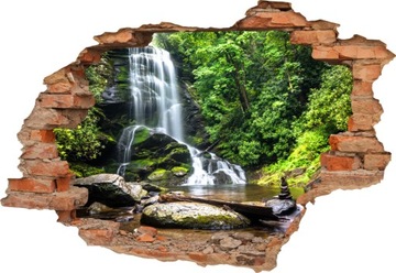 3D ФОТОобои САМОКЛЕЯЩИЕСЯ стикер на стену ВОДОПАД В ЛЕСНОЙ ПРИРОДЕ