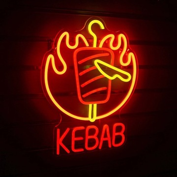 неоновая светодиодная вывеска кебаб перец чили пламя
