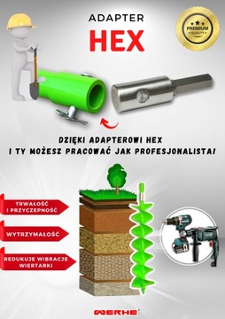 Świder Wiertło do Gleby 40H mm Adapter Hex