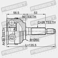 фото thumb №12, 0310-055a50 febest шарнір гомокінетичний зовнішній honda integra 4d db6