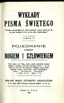 Wykłady Pisma Świętego Serya V. Pojednanie pomiędzy Bogiem i Człowiekiem