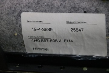 фото thumb №9, Audi a8 d4 4h потолок чёрная стойки комплект